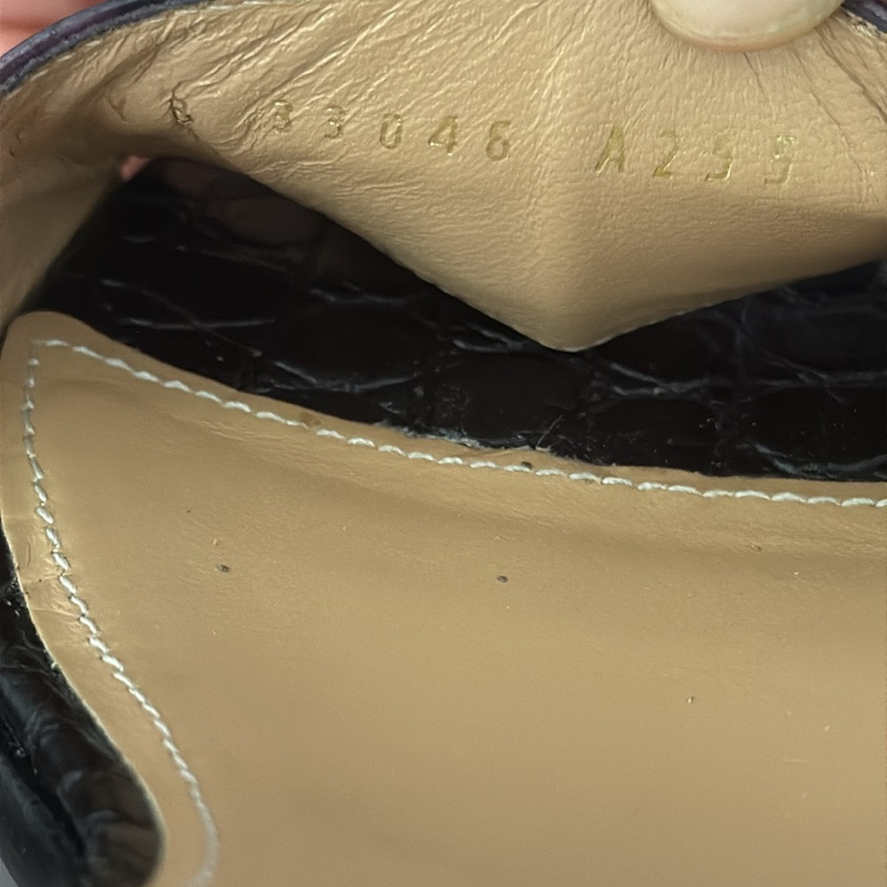 Salvatore Ferragamo Black and Purple Embossed Sandals - Picture 12 of 12